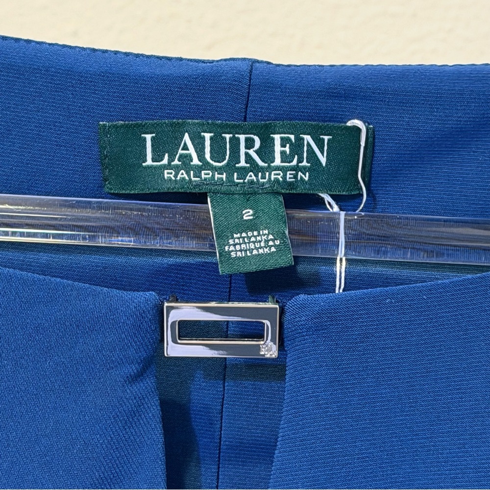 Ralph Lauren Navy Ruched Wrap-Front Long Sleeve Dress - Picture 4 of 9